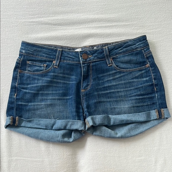 PAIGE Blue Jean Shorts with Cuffed Hem - Picture 1 of 4